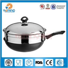 32cm double bottom Stainless steel skillet /fry pan